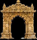 A carved golden gateway opening into Kahaniverse